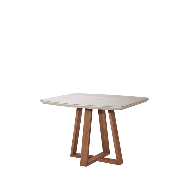 Mesa de Jantar Bennett c/ Vidro 115 cm - Natural c/ Vidro Off White