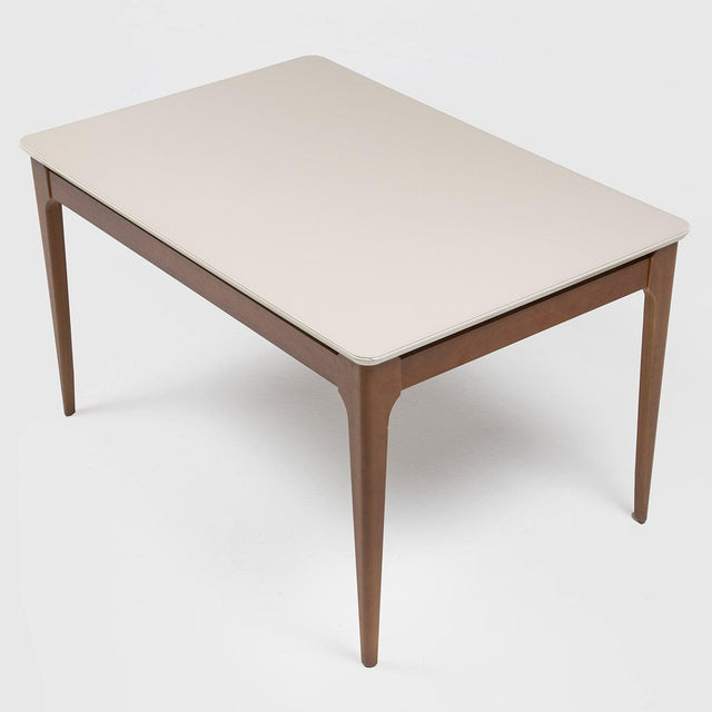 Mesa de Jantar Addar 135 cm - Natural c/ Vidro Off White