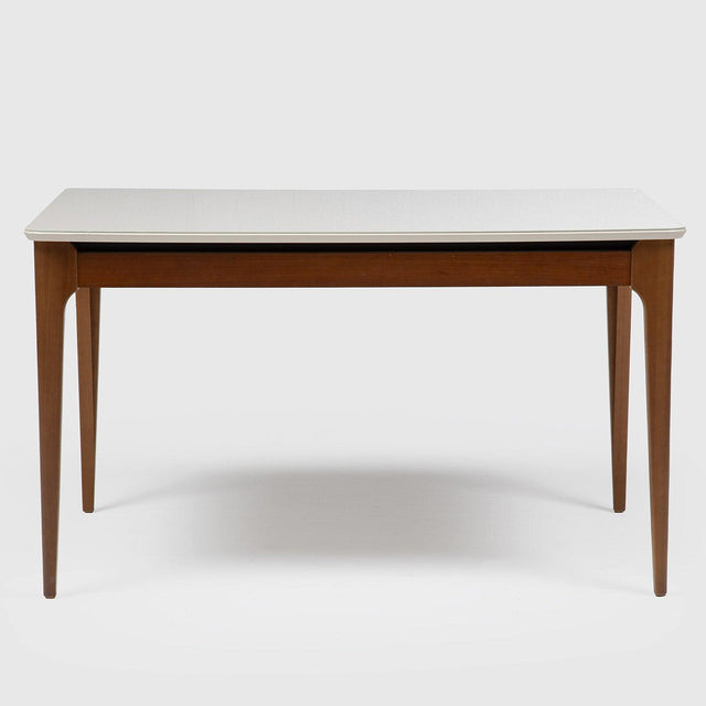 Mesa de Jantar Addar 135 cm - Natural c/ Vidro Off White