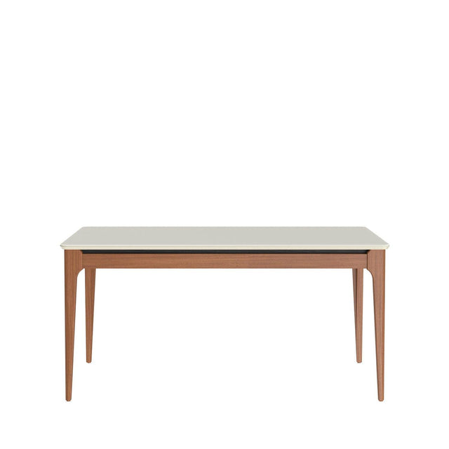 Mesa de Jantar Addar 160 cm - Natural c/ Vidro Off White