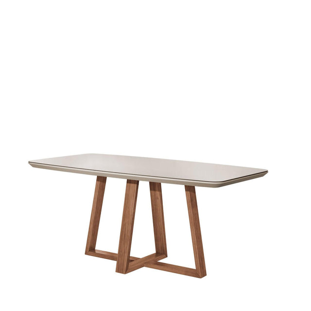 Mesa de Jantar Bennett c/ Vidro 180 cm - Natural c/ Vidro Off White