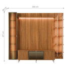 Estante para TV até 75 Polegadas com Prateleiras e Cristaleira Vidro Reflecta 100% MDF com Led Neon Float 254cm