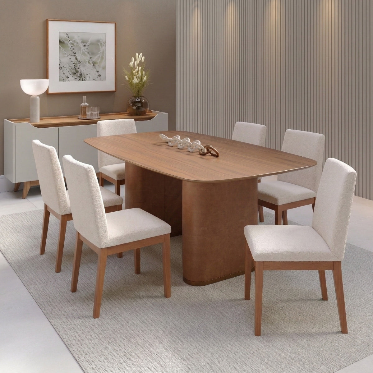 Cadeira de Madeira Maciça Tai Natural com Bouclé Montecarlo