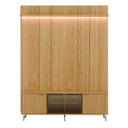 Rack com Painel para TV até 75 Polegadas Vidro Reflecta 100% MDF com Led Neon Float 178cm