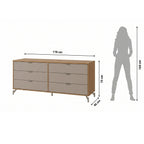 Cômoda 6 Gavetas Glow 178cm Carvalho com Off White Fosco