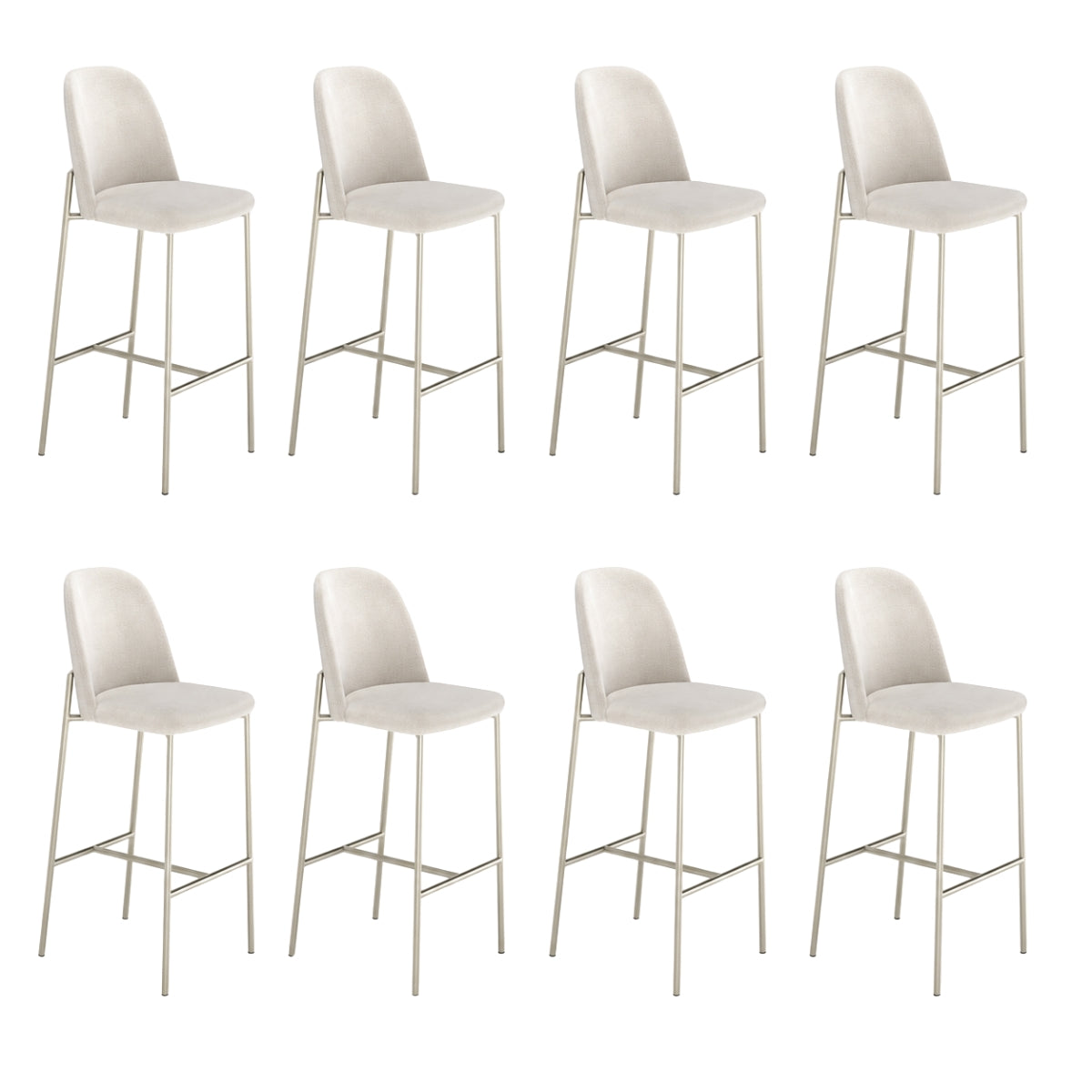 Conjunto de 8 Banquetas Altas de Aço Estofada Lucille