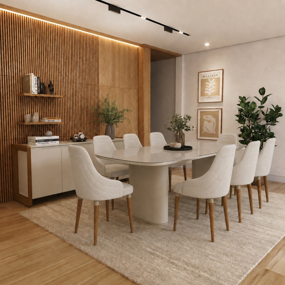 Conjunto de Jantar Mesa Retangular Lintz 8 Cadeiras Evelyn