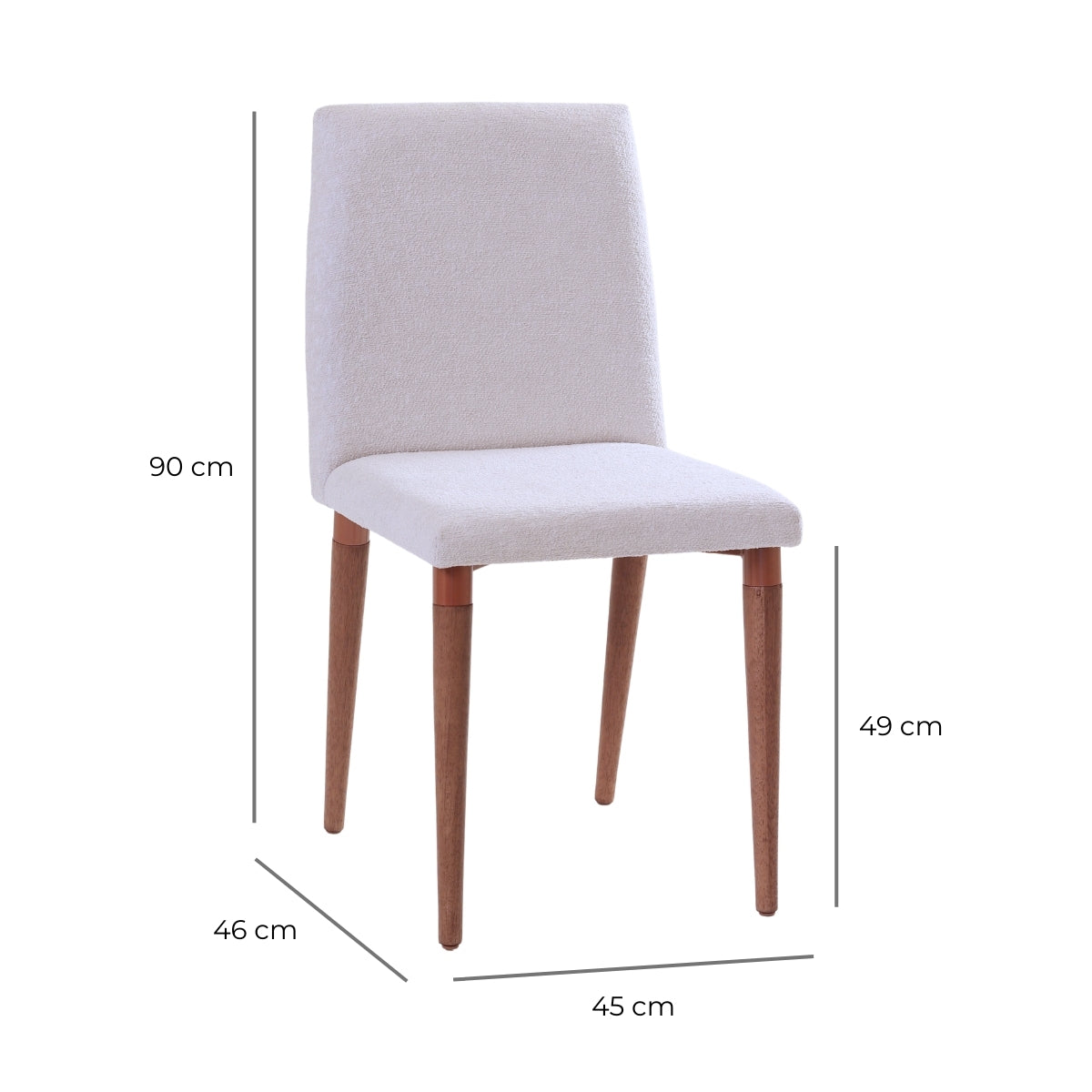 Cadeira de Madeira Maciça Liv Natural com Bouclé Montecarlo