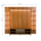 Estante para TV até 75 Polegadas Vidro Reflecta com Prateleiras 100% MDF com Led Lincoln Float 254cm