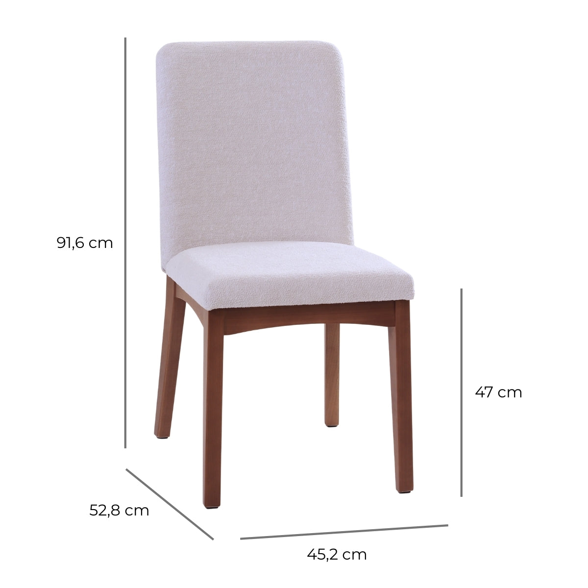 Cadeira de Madeira Maciça Olive Natural com Bouclé Montecarlo