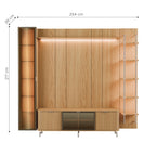 Estante para TV até 75 Polegadas com Prateleiras e Cristaleira Vidro Reflecta 100% MDF com Led Neon Float 254cm