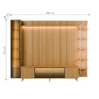 Estante para TV até 85 Polegadas com Prateleiras e Cristaleira Vidro Reflecta 100% MDF com Led Neon Float 291cm