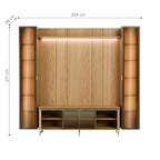 Estante para TV até 75 Polegadas com 2 Cristaleiras Vidro Reflecta 100% MDF com Led Lincoln Float 254cm