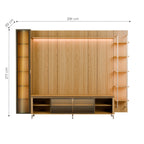 Estante para TV até 85 Polegadas com Prateleiras e Cristaleira Vidro Reflecta 100% MDF com Led Lincoln Float 291cm