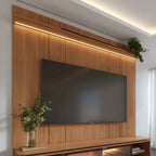 Painel para TV até 85 Polegadas com Prateleira e LED 100% MDF Neon Float 215cm Canella