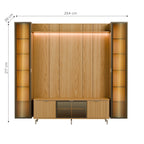 Estante para TV até 75 Polegadas com 2 Cristaleiras Vidro Reflecta 100% MDF com Led Neon Float 254cm