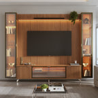Estante para TV até 85 Polegadas com 2 Cristaleiras Vidro Reflecta 100% MDF com Led Lincoln Float 291cm