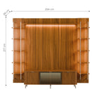 Estante para TV até 75 Polegadas Vidro Reflecta com Prateleiras 100% MDF com Led Neon Float 254cm