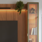 Estante para TV até 85 Polegadas com 2 Cristaleiras Vidro Reflecta 100% MDF com Led Lincoln Float 291cm