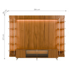 Estante para TV até 85 Polegadas Vidro Reflecta com Prateleiras 100% MDF com Led Neon Float 291cm