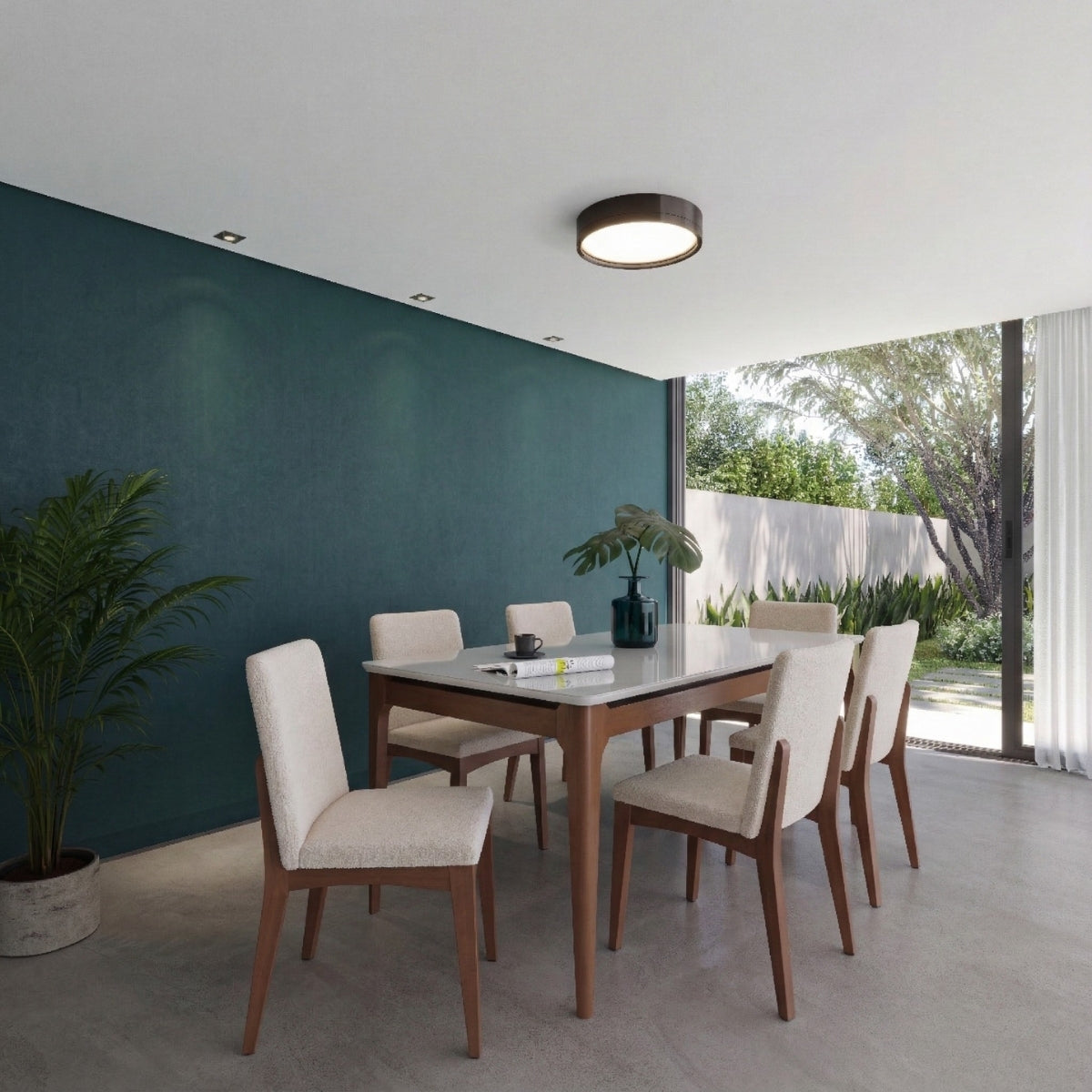 Cadeira de Madeira Maciça Olive Natural com Bouclé Montecarlo