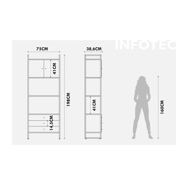 Estante com 3 Gavetas Voss 75 cm - Freijó c/ Champanhe