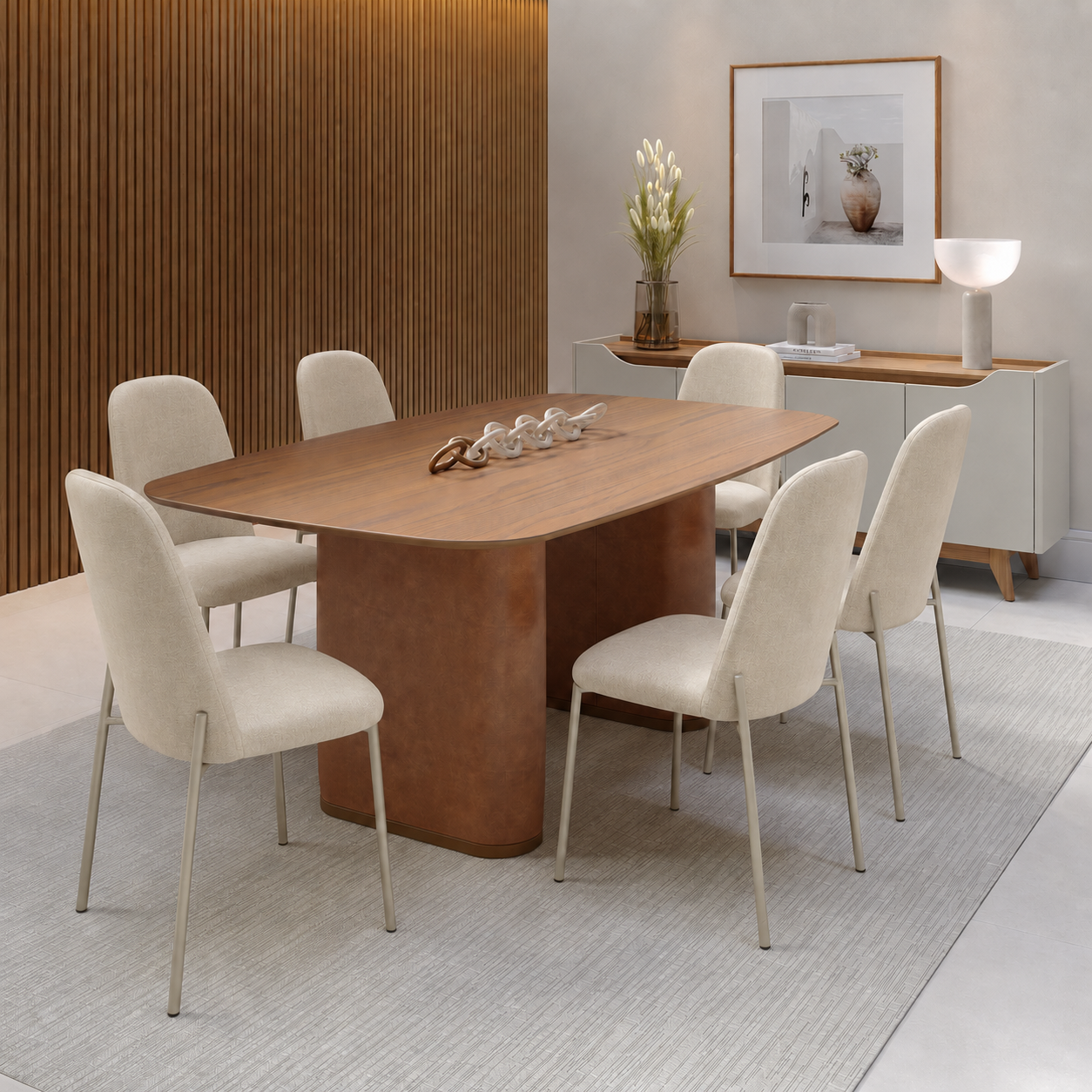 Conjunto de Jantar Mesa Retangular Lintz 6 Cadeiras Lucille