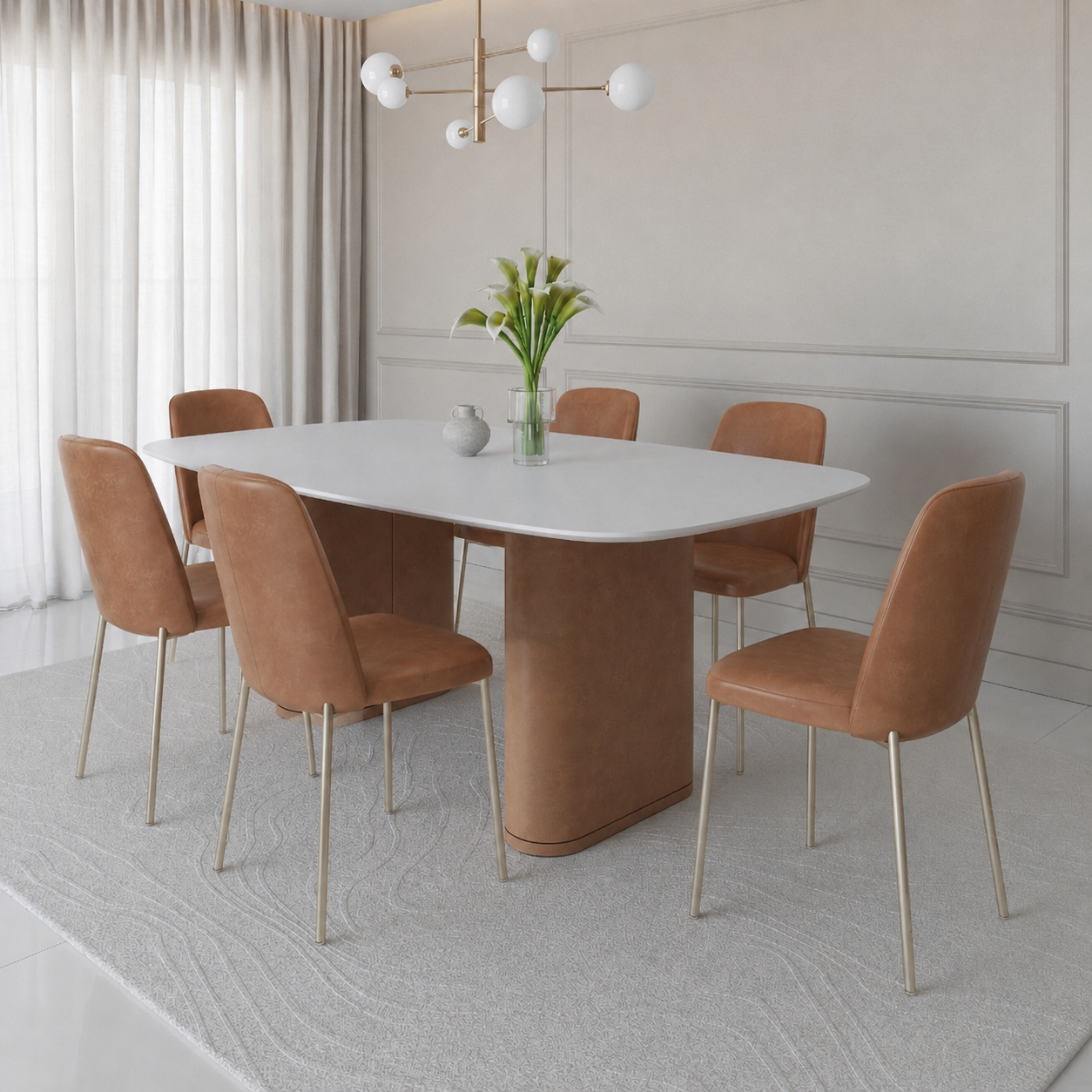 Conjunto de Jantar Mesa Retangular Lintz 6 Cadeiras Lucille