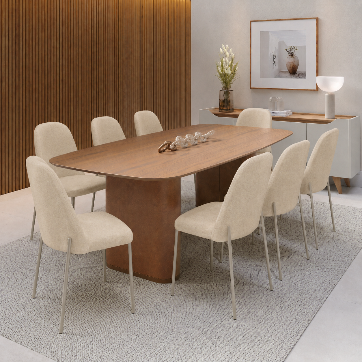 Conjunto de Jantar Mesa Retangular Lintz 8 Cadeiras Lucille