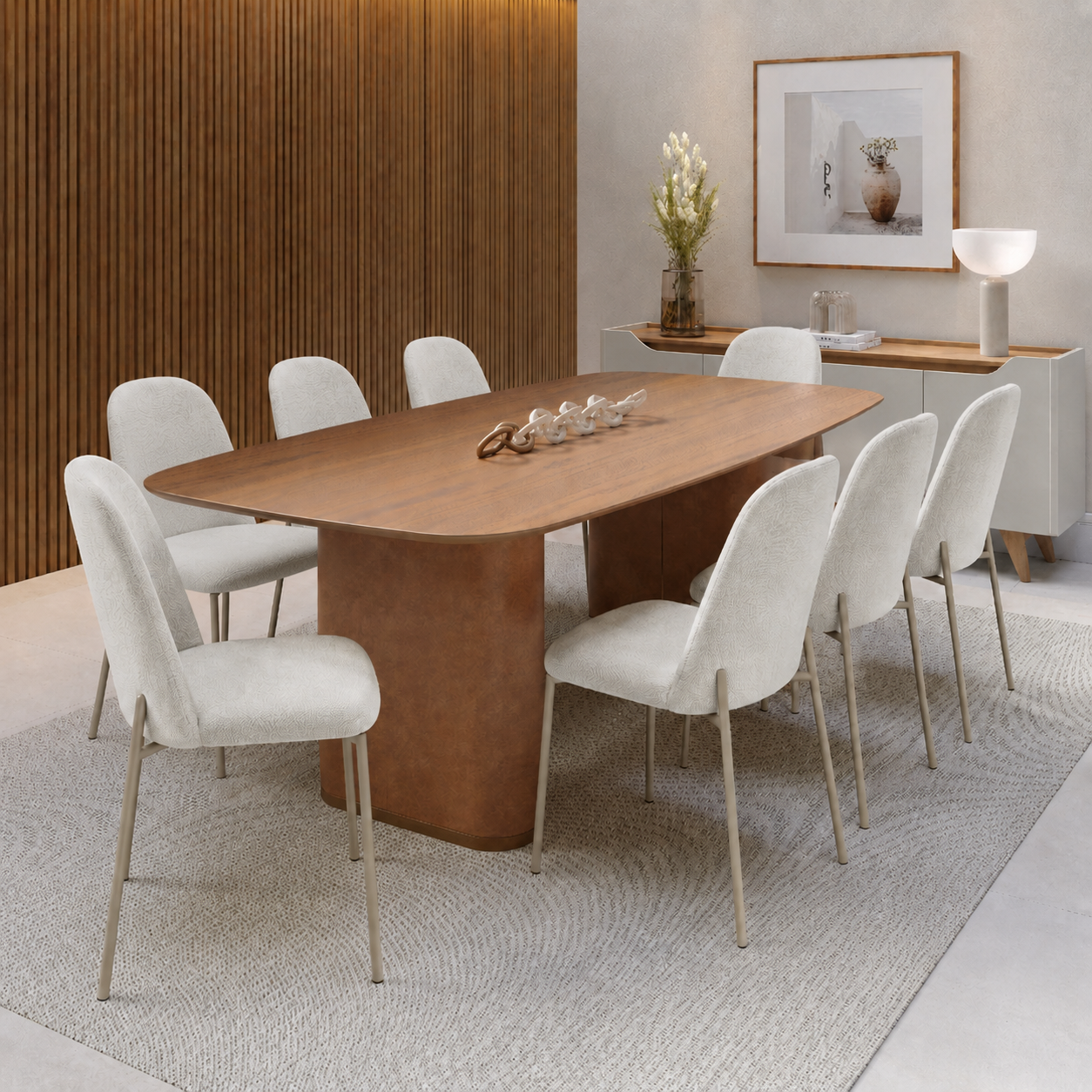 Conjunto de Jantar Mesa Retangular Lintz 8 Cadeiras Lucille