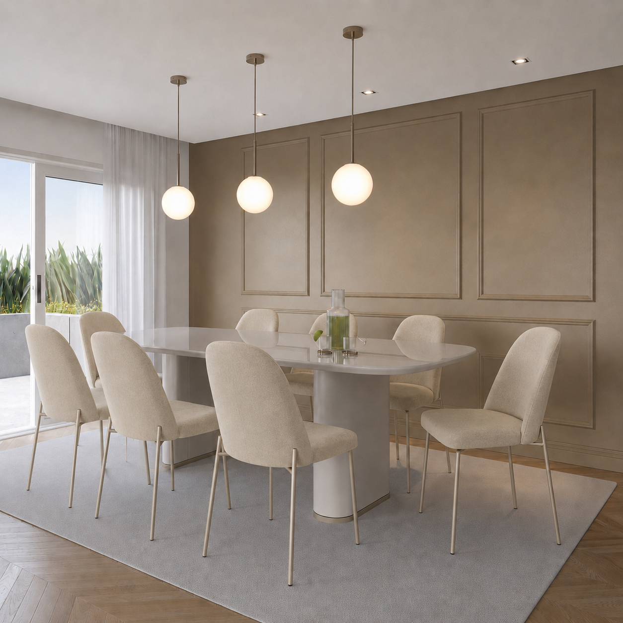 Conjunto de Jantar Mesa Retangular Lintz 8 Cadeiras Lucille