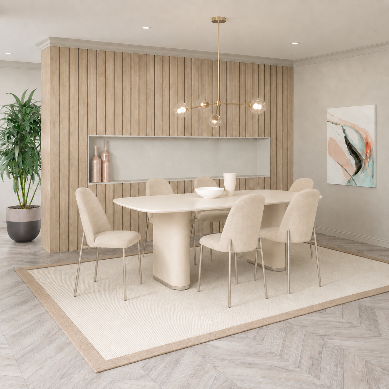 Conjunto de Jantar Mesa Retangular Lintz 6 Cadeiras Lucille