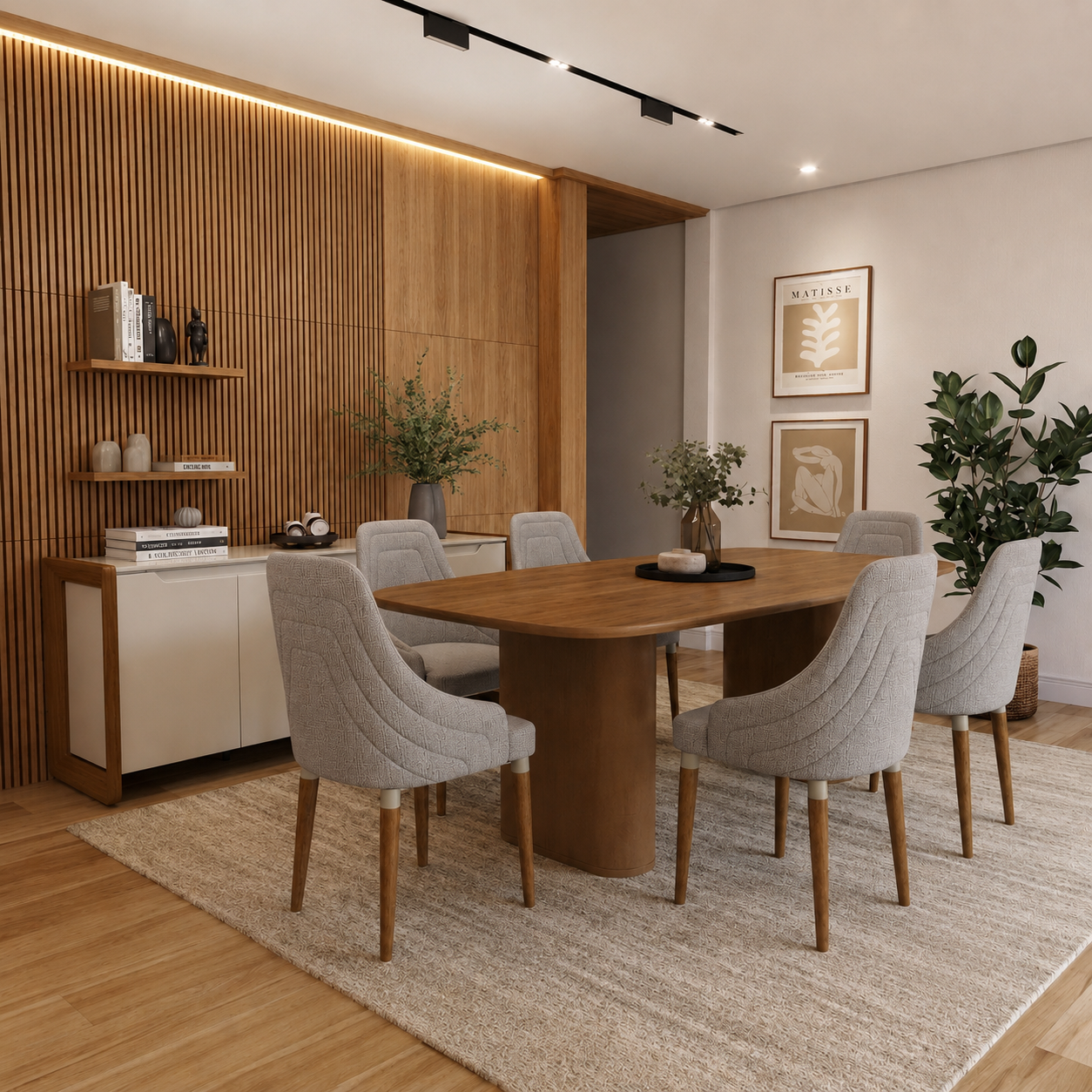 Conjunto de Jantar Mesa Retangular Lintz 6 Cadeiras Evelyn