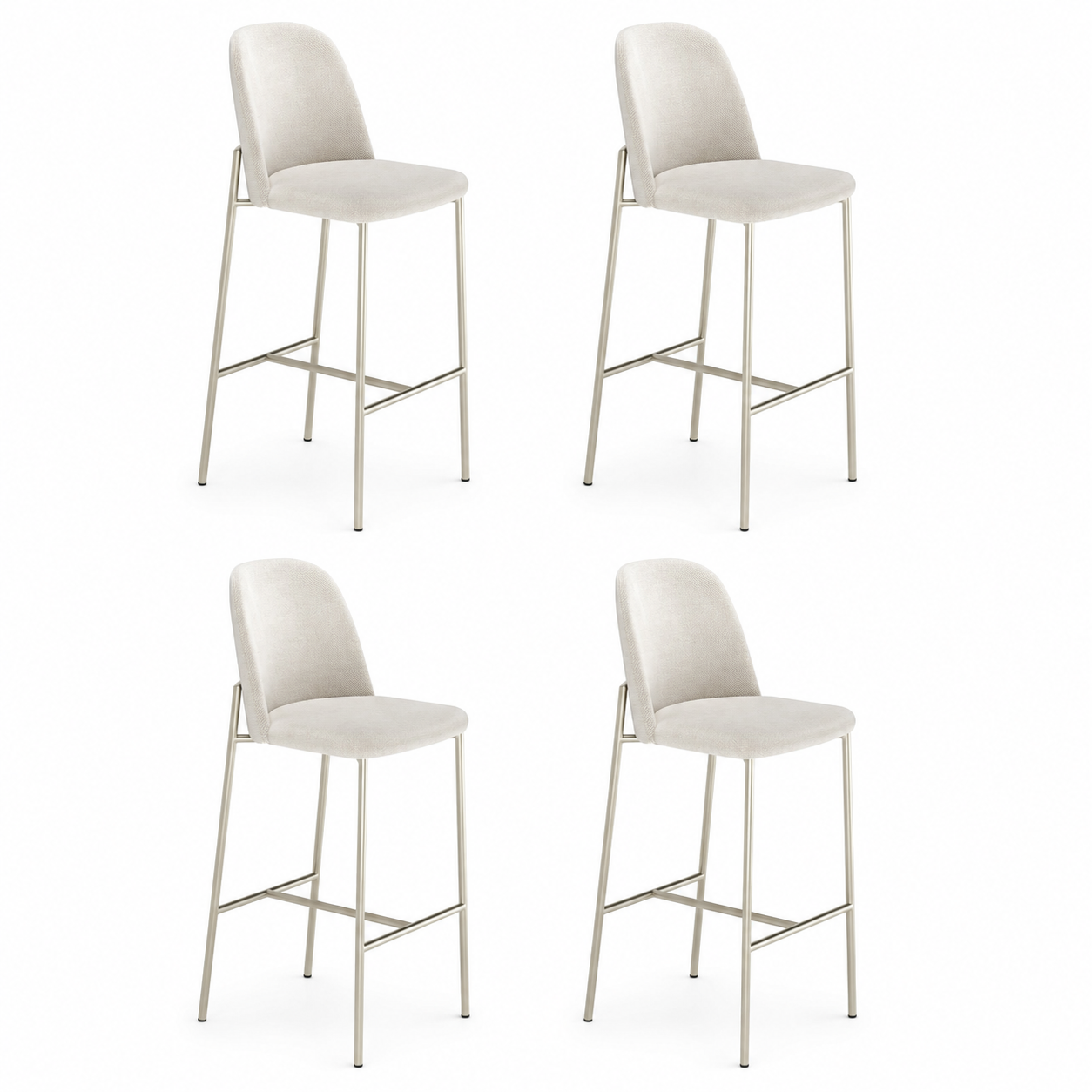 Conjunto de 4 Banquetas Altas de Aço Estofada Lucille