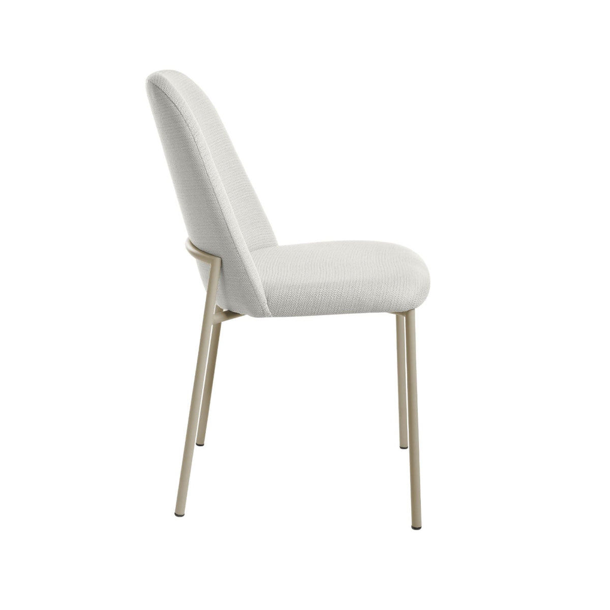 Conjunto de 4 Cadeiras de Aço Estofada Lucille Champanhe com Linho Off-White