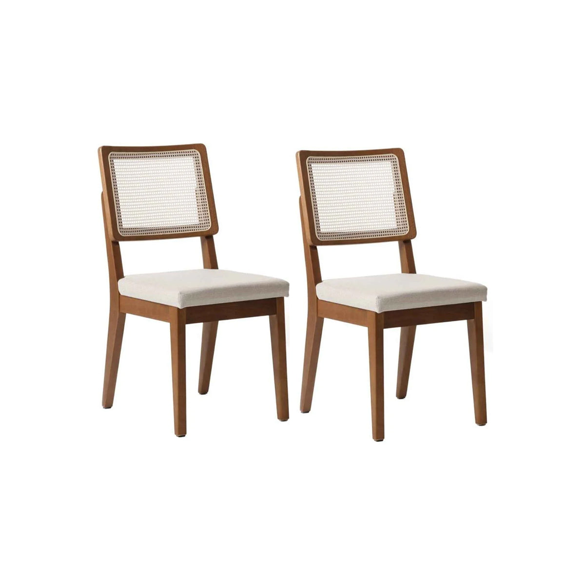 Conjunto de 2 Cadeiras de Madeira Maciça Saga Palhinha