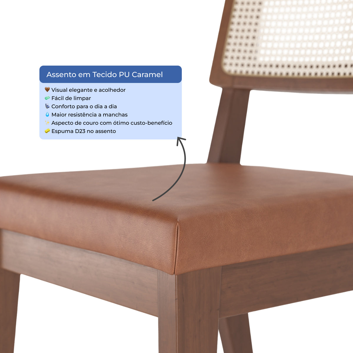 Conjunto de 4 Cadeiras de Madeira Maciça Saga Palhinha