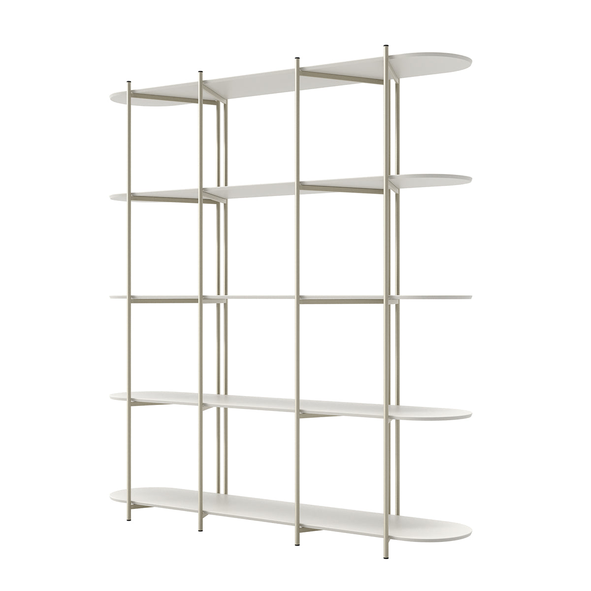 Estante 5 Prateleiras Aço com MDF Enya 180cm Off-White Fosco com Champanhe