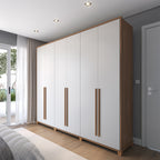 Guarda Roupa Casal 6 portas 100% MDF com Espelho Interno Rockford 274cm Canella com Off-White Fosco