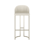 Banqueta Alta de Aço Beverly - Champanhe com Off-White Bouclé