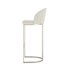 Banqueta Alta de Aço Beverly - Champanhe com Off-White Bouclé