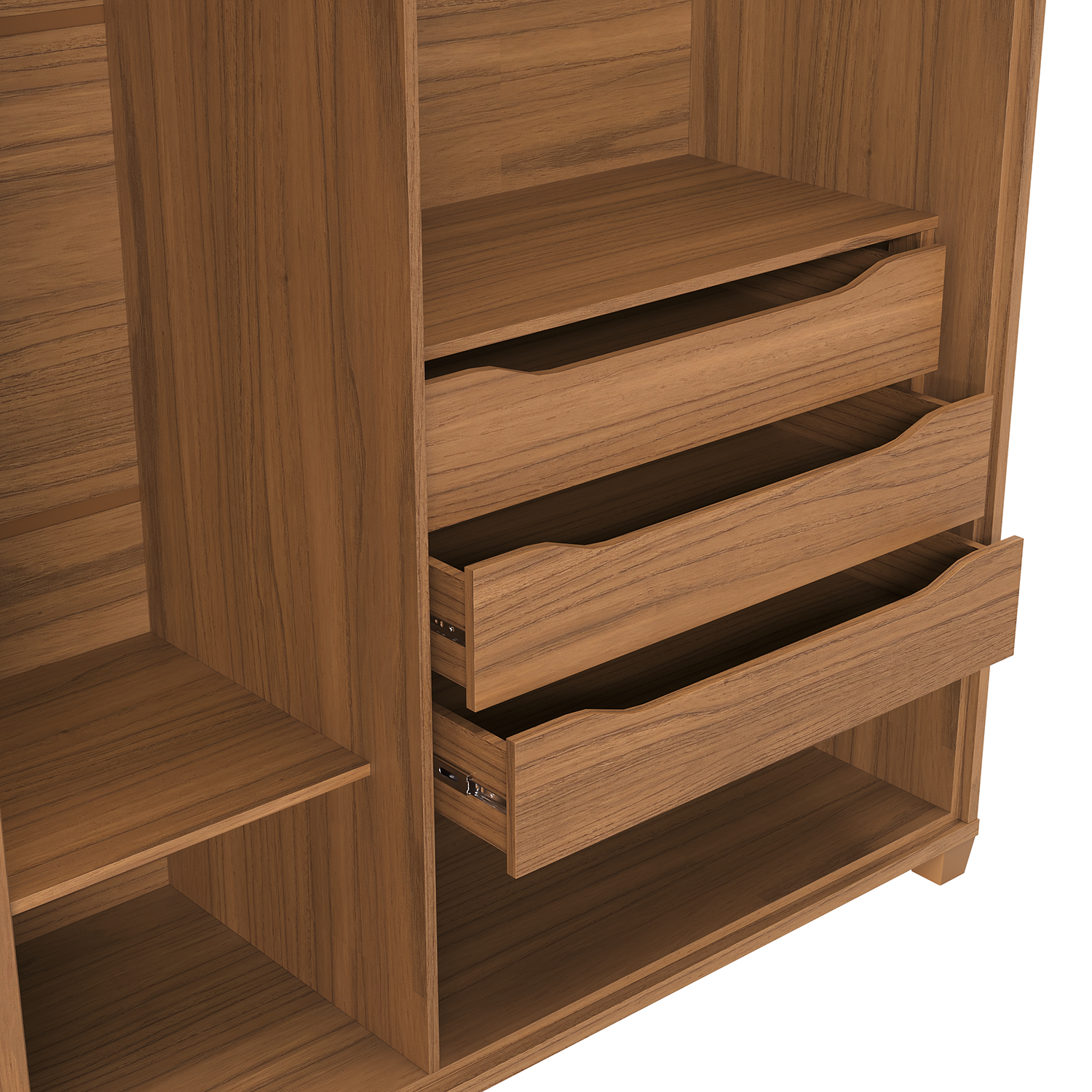 Guarda Roupa Casal 6 portas 100% MDF com Espelho Interno Rockford 274cm Canella com Off-White Fosco