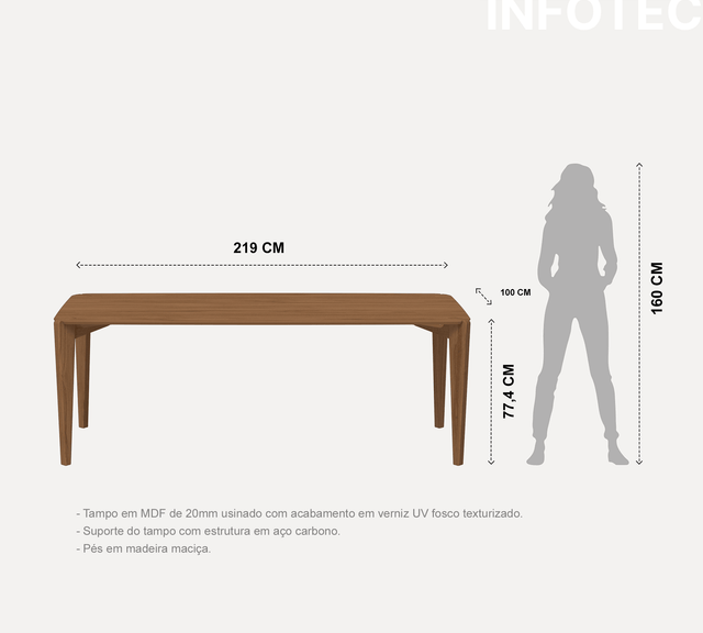 Mesa de Jantar Harmony 219 cm