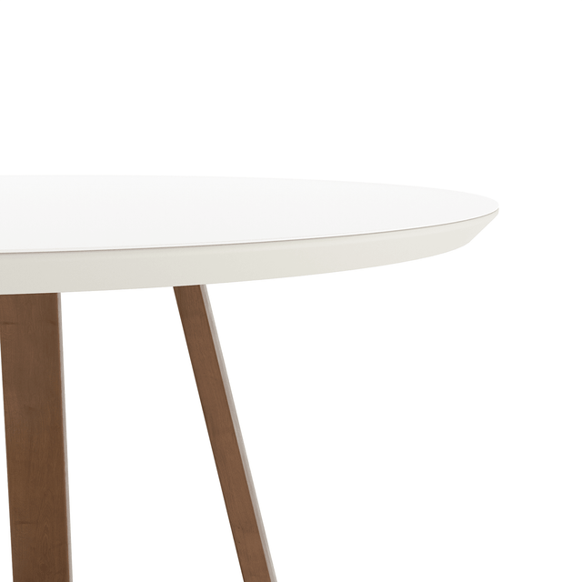 Mesa de Jantar Redonda Bennett c/ Vidro 135 cm - Natural c/ Vidro Off White