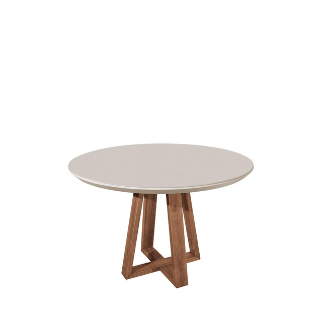 Mesa de Jantar Bennett Redonda 115 cm - Natural c/ Vidro Off White