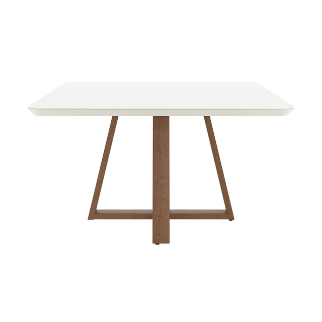 Mesa de Jantar Bennett c/ Vidro 135 cm - Natural c/ Vidro Off White