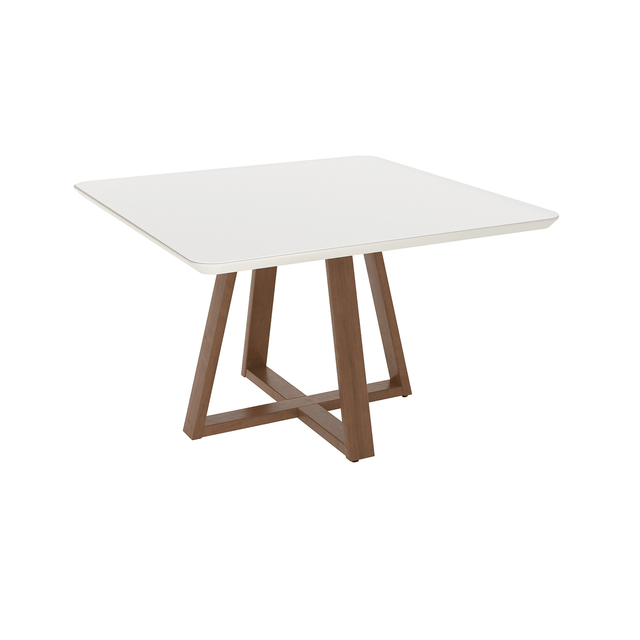 Mesa de Jantar Bennett c/ Vidro 135 cm - Natural c/ Vidro Off White