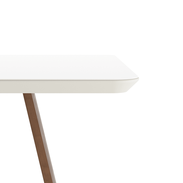 Mesa de Jantar Bennett c/ Vidro 135 cm - Natural c/ Vidro Off White