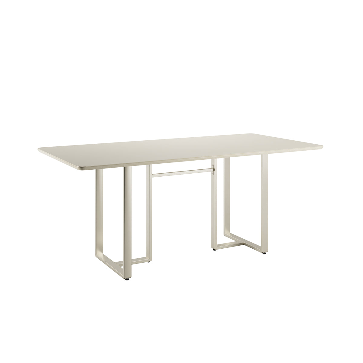 Conjunto de Jantar Mesa Retangular com Vidro Arcádia 6 Cadeiras Lucille Off White com Champanhe