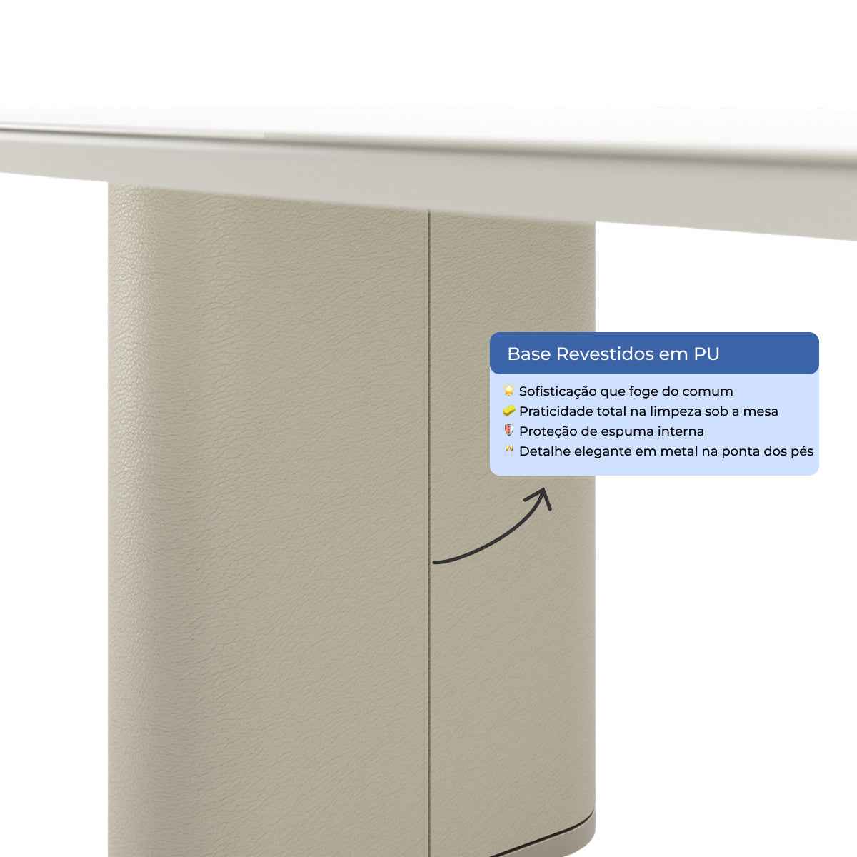 Conjunto de Jantar Mesa Retangular com Vidro Lintz 6 Cadeiras Dakota Off White Bege e Champanhe